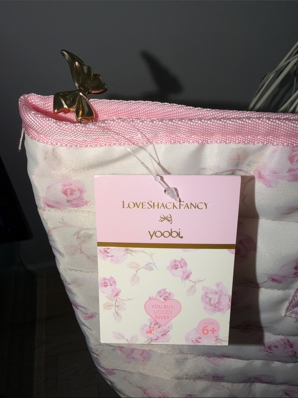NWT! LOVE SHACK FANCY x TARGET Yoobi Ribbon Rosa Quilted Floral Tote Bag - Picture 7 of 14